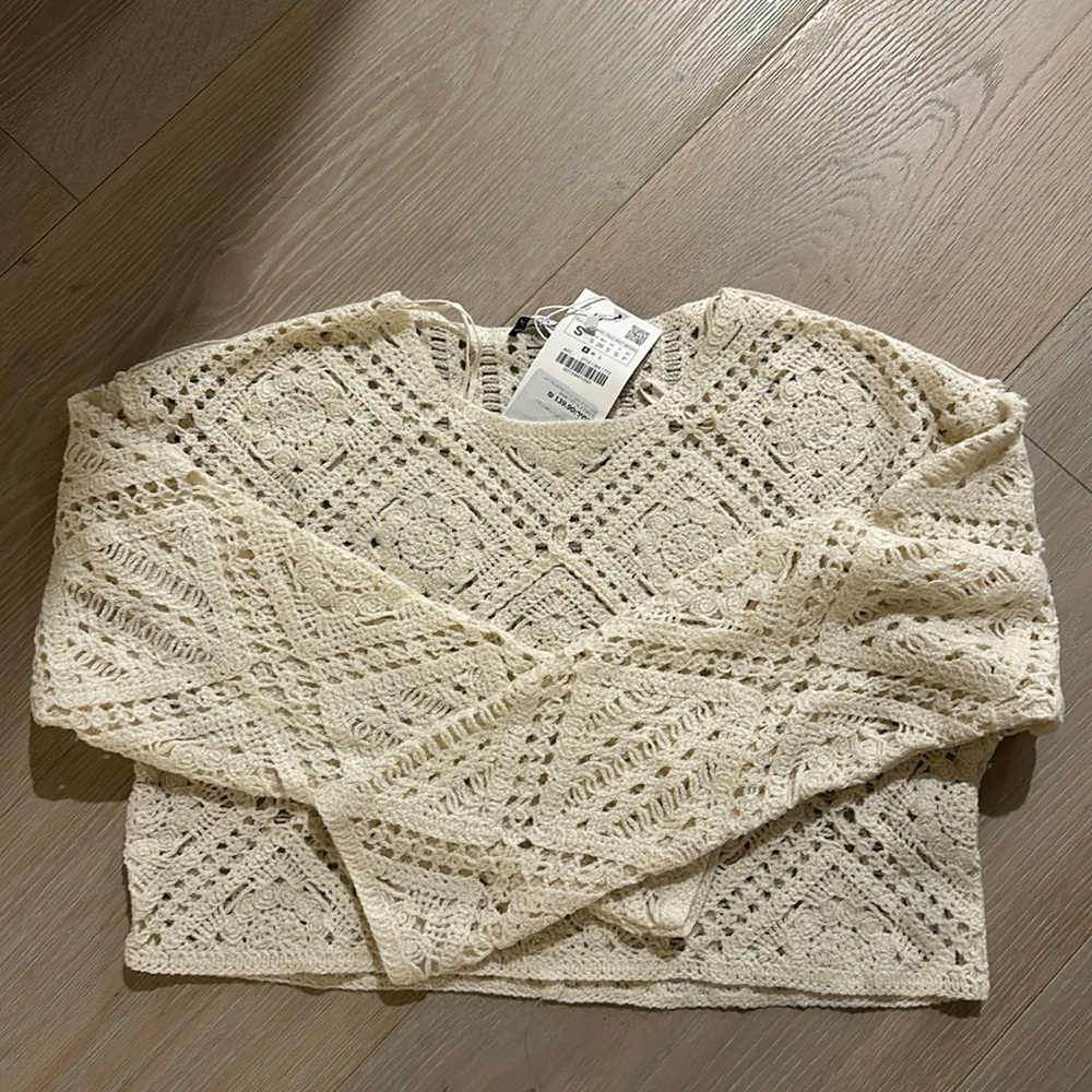 Cream crochet sweater
